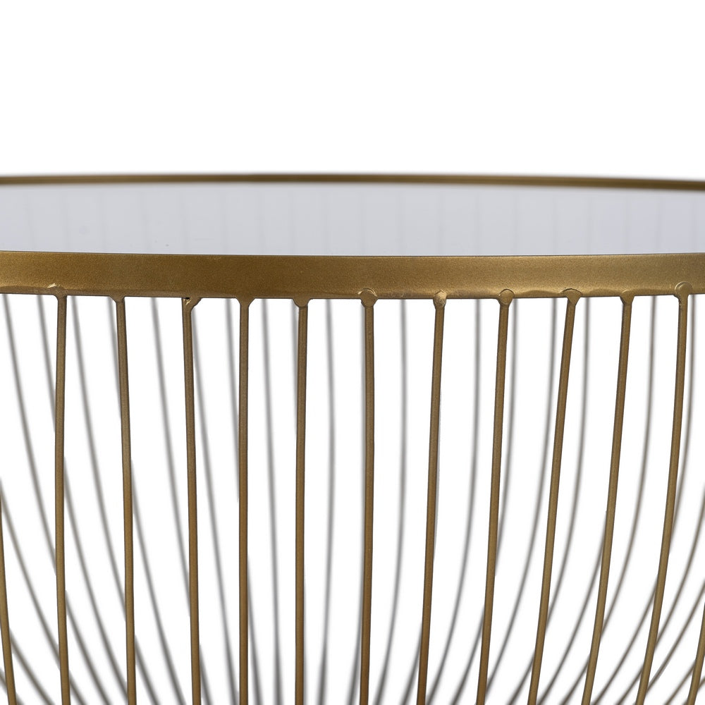MESA CENTRO ORO METAL-CRISTAL 75 X 75 X 39,50 CM