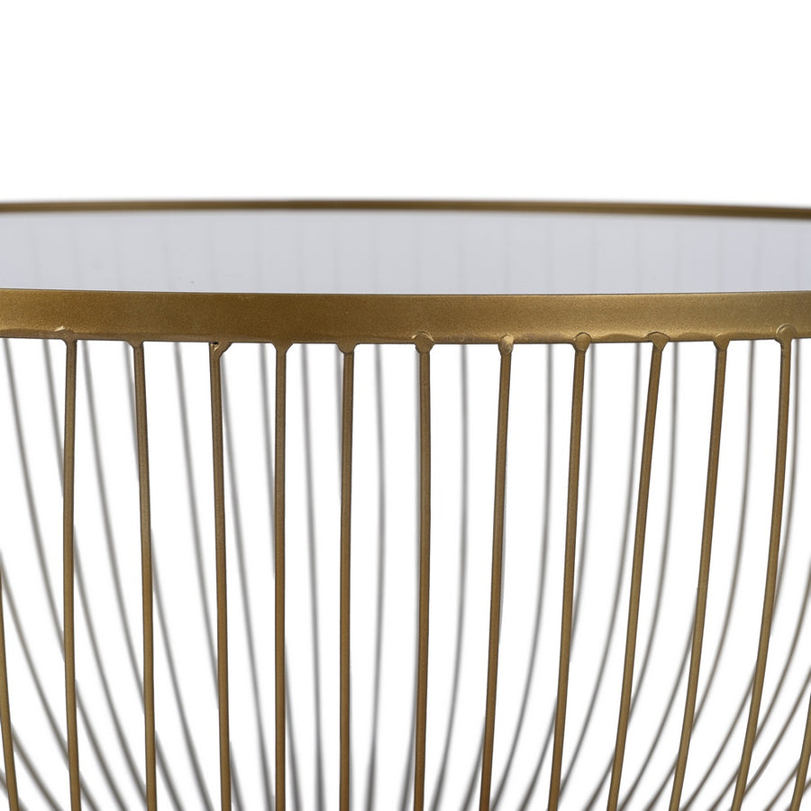 MESA CENTRO ORO METAL-CRISTAL 75 X 75 X 39,50 CM