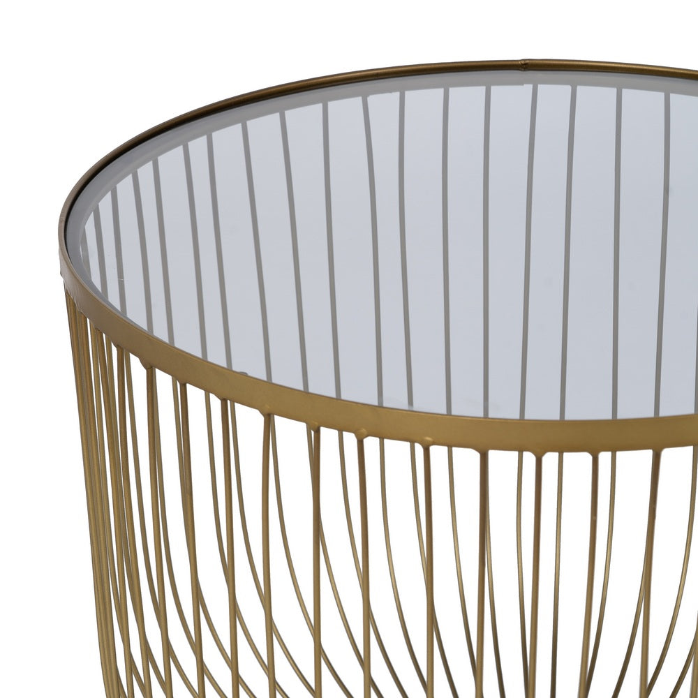S/2 MESITAS ORO METAL-CRISTAL 50 X 50 X 54,50 CM