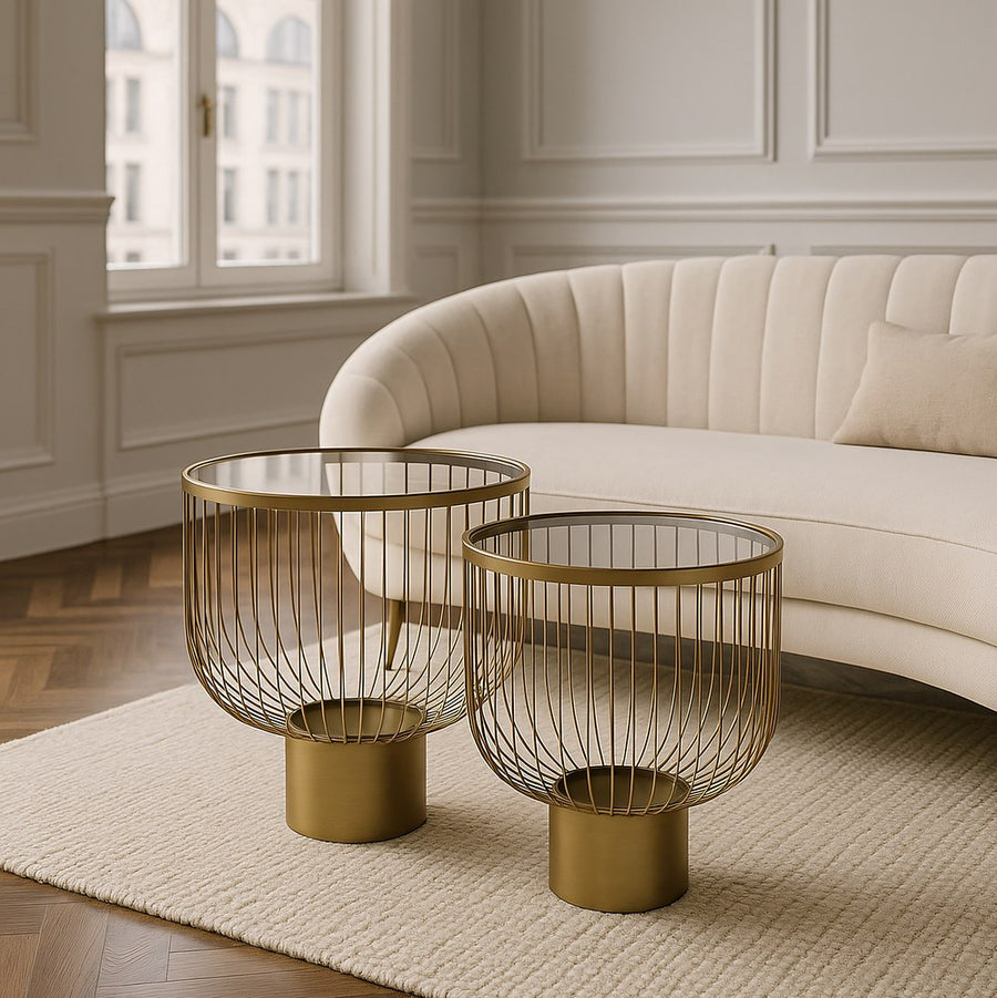 S/2 MESITAS ORO METAL-CRISTAL 50 X 50 X 54,50 CM