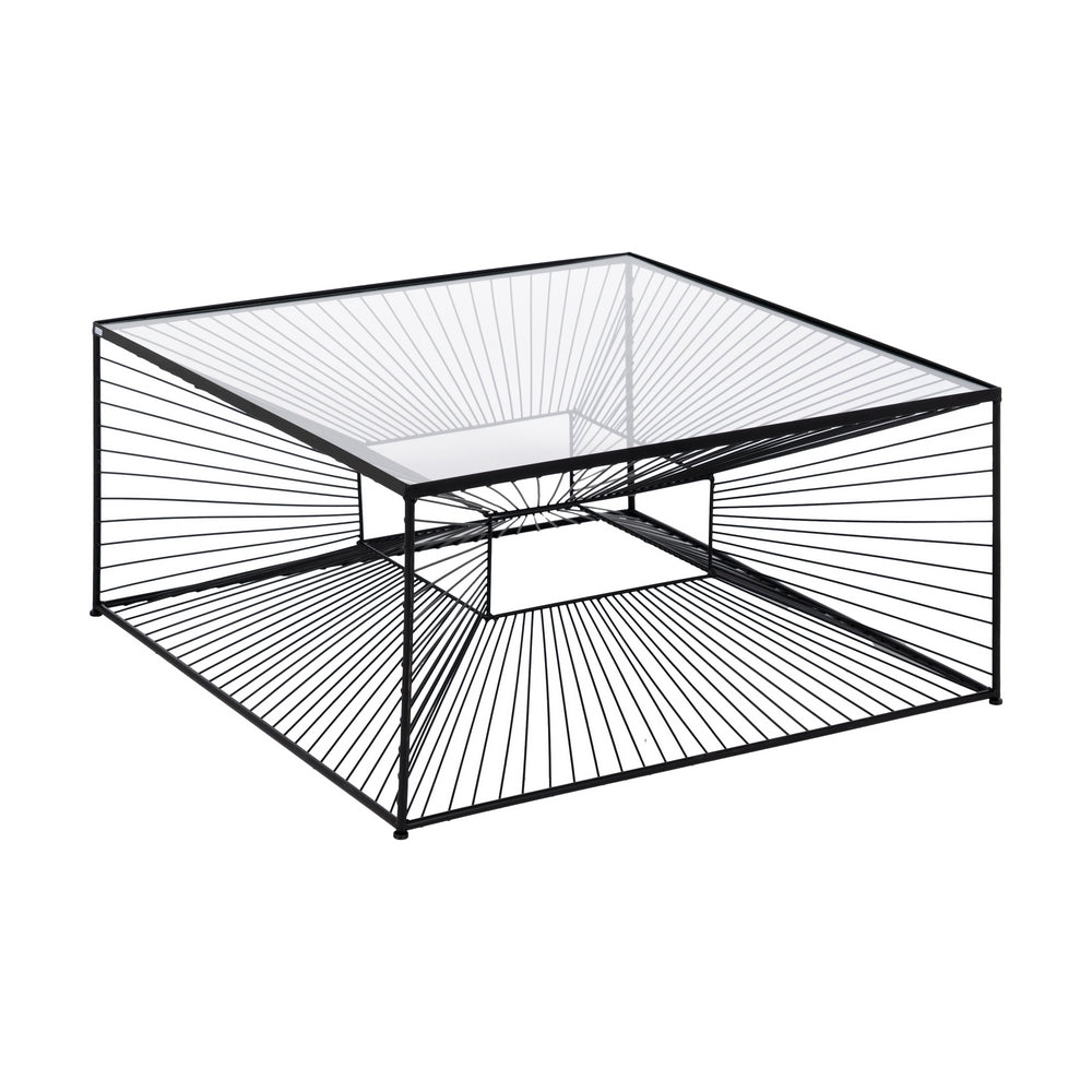 MESA CENTRO NEGRO METAL-CRISTAL 80,50 X 80,50 X 38 CM