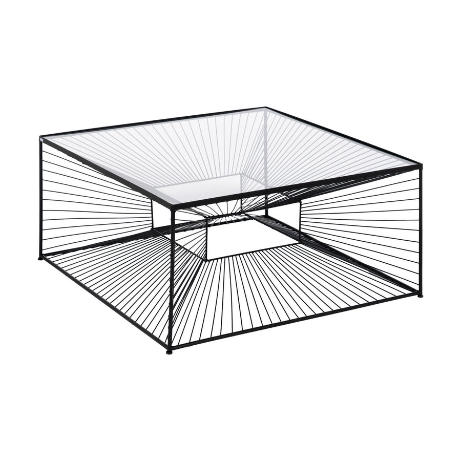 MESA CENTRO NEGRO METAL-CRISTAL 80,50 X 80,50 X 38 CM