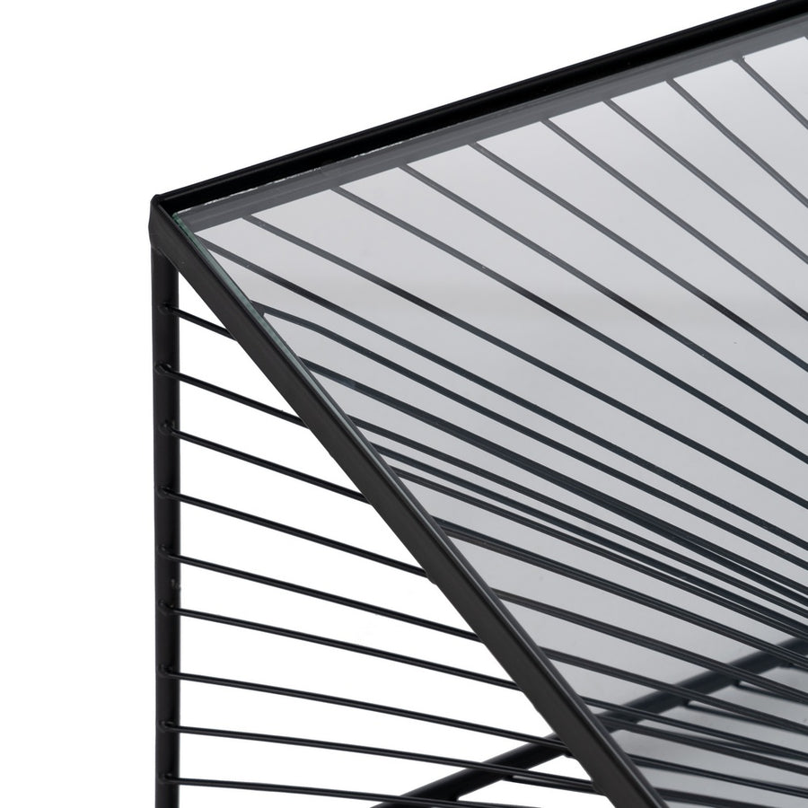 MESA CENTRO NEGRO METAL-CRISTAL 80,50 X 80,50 X 38 CM