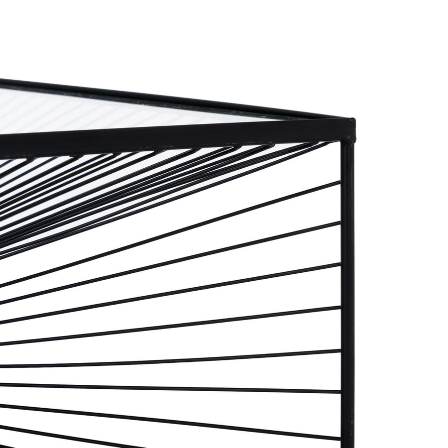 MESA CENTRO NEGRO METAL-CRISTAL 80,50 X 80,50 X 38 CM