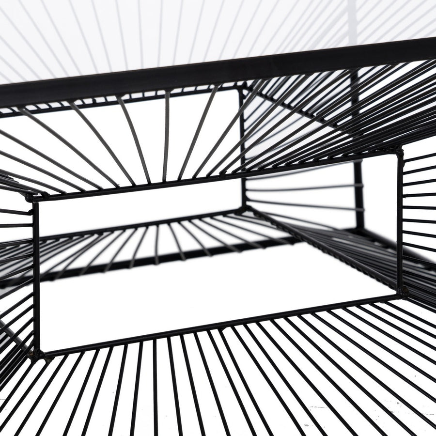 MESA CENTRO NEGRO METAL-CRISTAL 80,50 X 80,50 X 38 CM