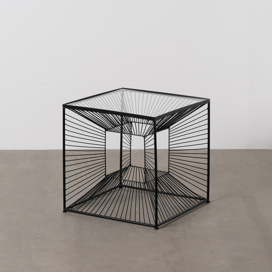 MESITA NEGRO METAL-CRISTAL 45,50 X 45,50 X 45,50 CM