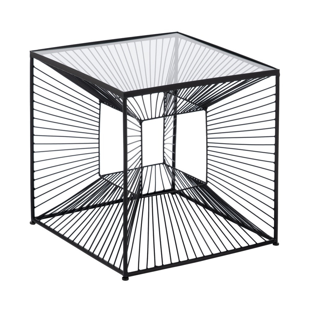 MESITA NEGRO METAL-CRISTAL 45,50 X 45,50 X 45,50 CM