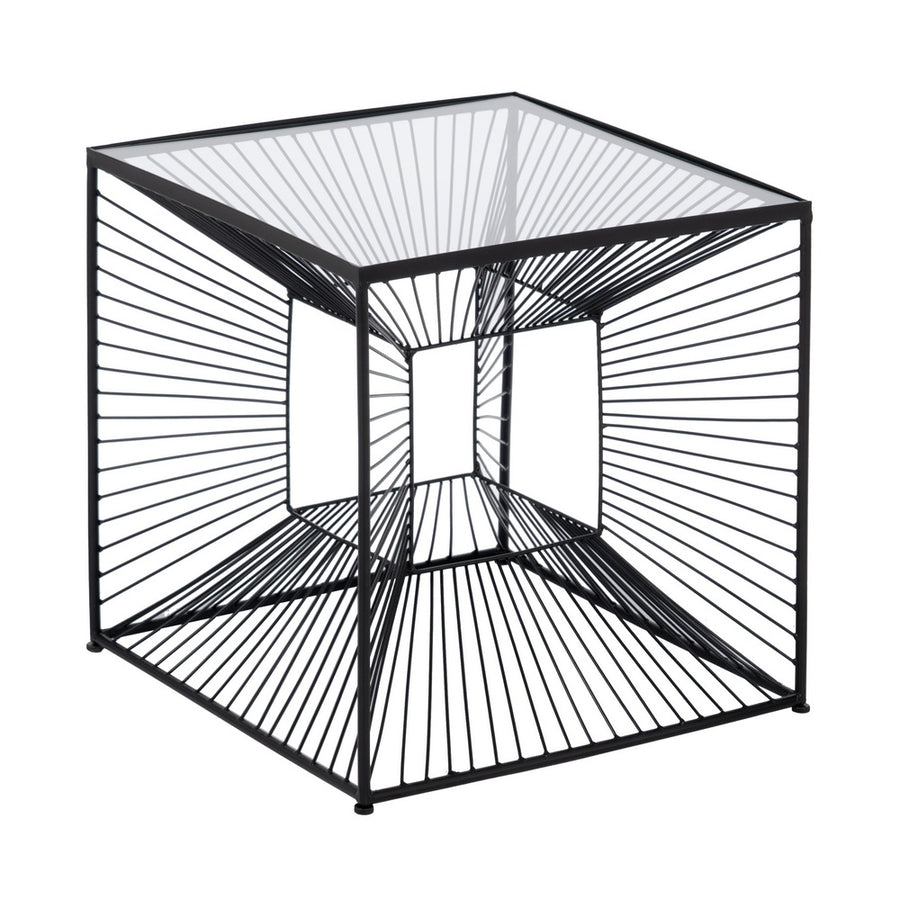 MESITA NEGRO METAL-CRISTAL 45,50 X 45,50 X 45,50 CM
