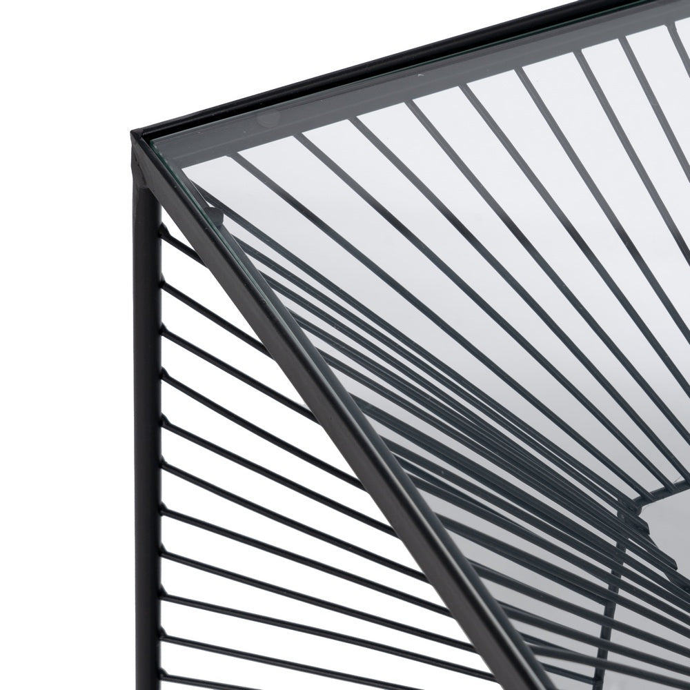 MESITA NEGRO METAL-CRISTAL 45,50 X 45,50 X 45,50 CM