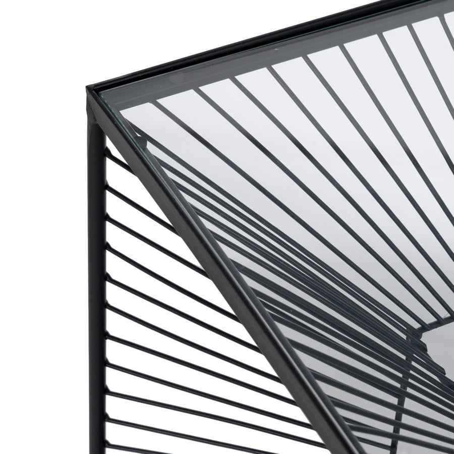 MESITA NEGRO METAL-CRISTAL 45,50 X 45,50 X 45,50 CM