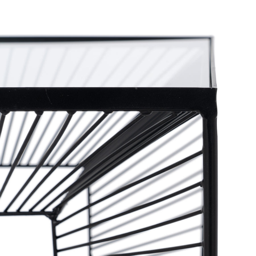 MESITA NEGRO METAL-CRISTAL 45,50 X 45,50 X 45,50 CM