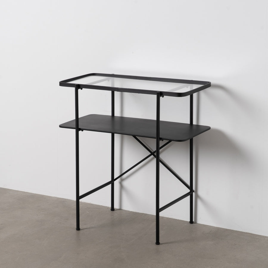 CONSOLA NEGRO METAL-CRISTAL 70 X 33,50 X 75 CM