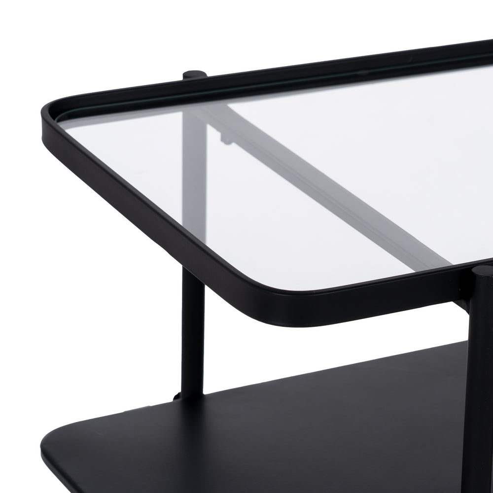 CONSOLA NEGRO METAL-CRISTAL 70 X 33,50 X 75 CM