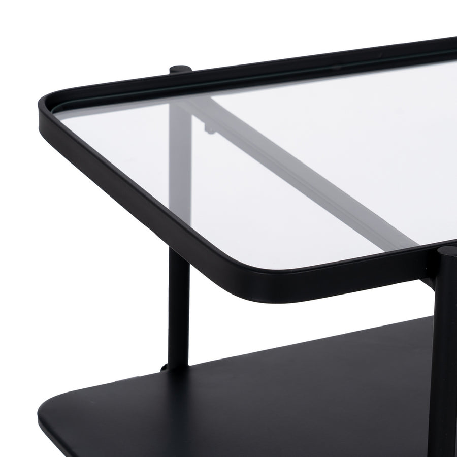 CONSOLA NEGRO METAL-CRISTAL 70 X 33,50 X 75 CM