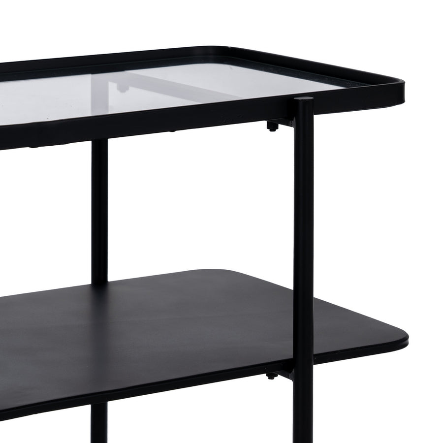 CONSOLA NEGRO METAL-CRISTAL 70 X 33,50 X 75 CM