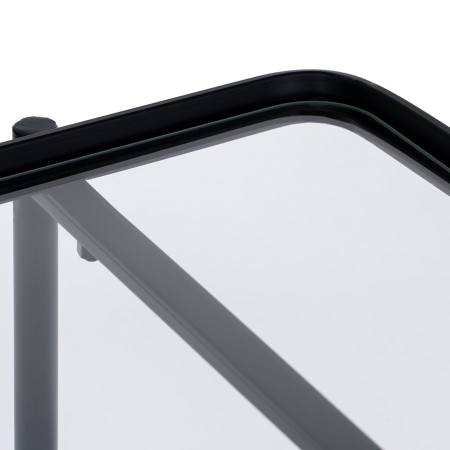 CONSOLA NEGRO METAL-CRISTAL 70 X 33,50 X 75 CM