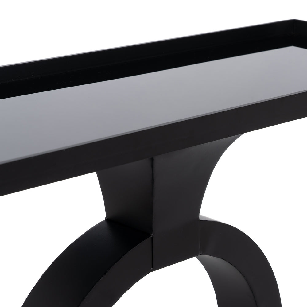 CONSOLA NEGRO METAL-CRISTAL 90 X 32 X 80 CM