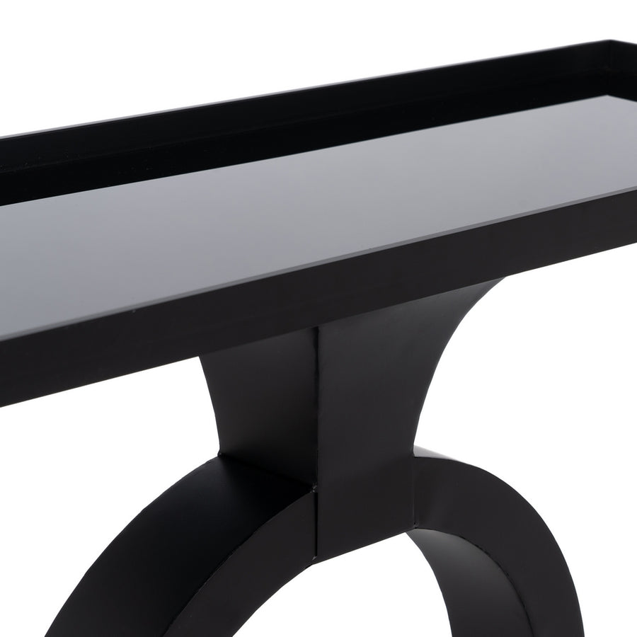 CONSOLA NEGRO METAL-CRISTAL 90 X 32 X 80 CM