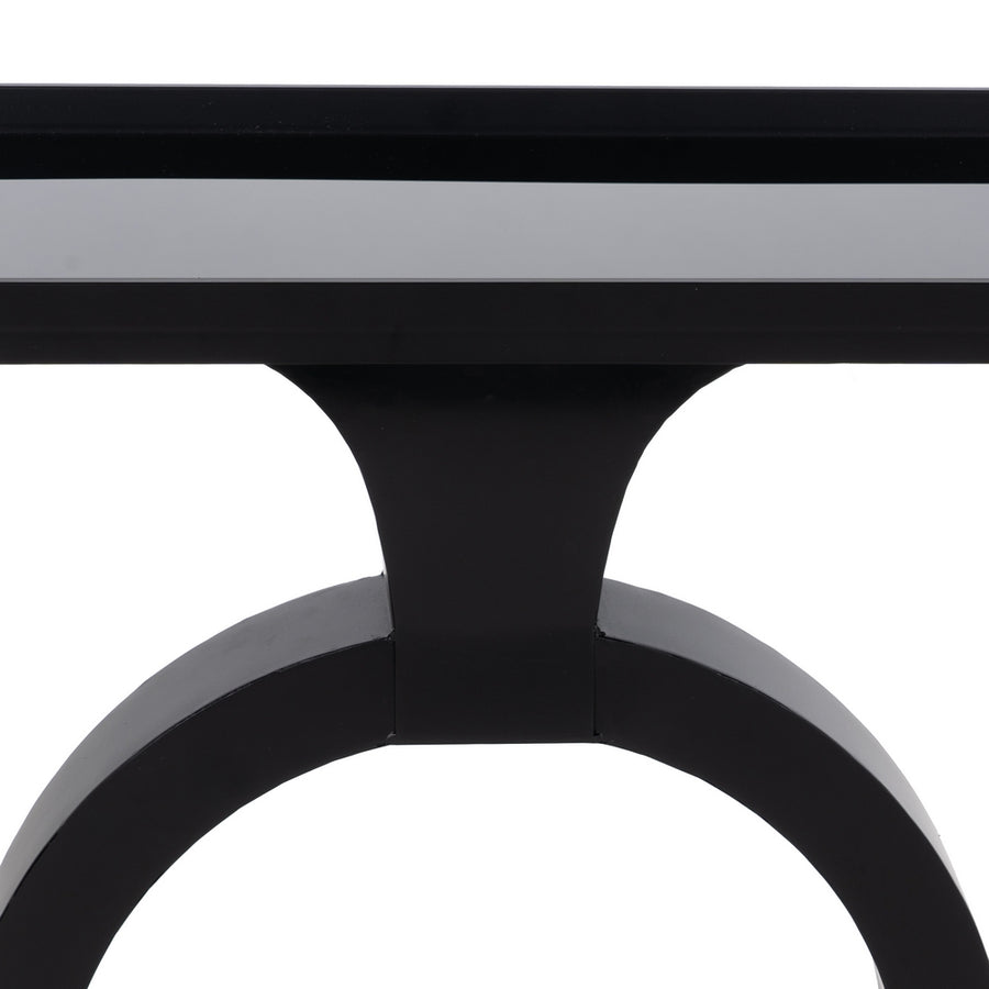CONSOLA NEGRO METAL-CRISTAL 90 X 32 X 80 CM