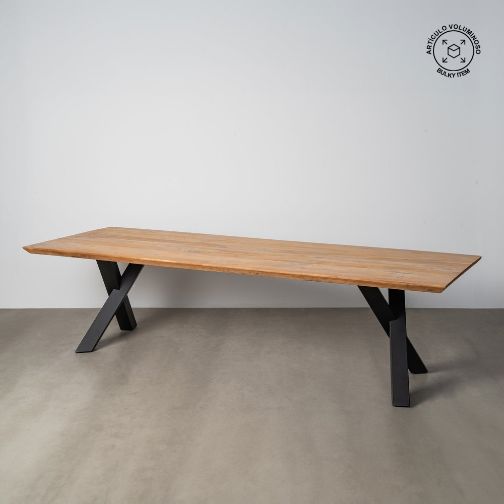 MESA COMEDOR NATURAL MADERA-HIERRO SAL�N 300 X 100 X 76 CM