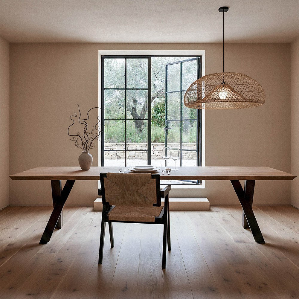 MESA COMEDOR NATURAL MADERA-HIERRO SAL�N 300 X 100 X 76 CM