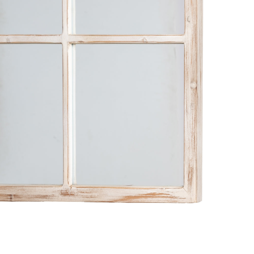 WHITE WORN WOOD MIRROR DECORATION 90 X 3 X 120 CM