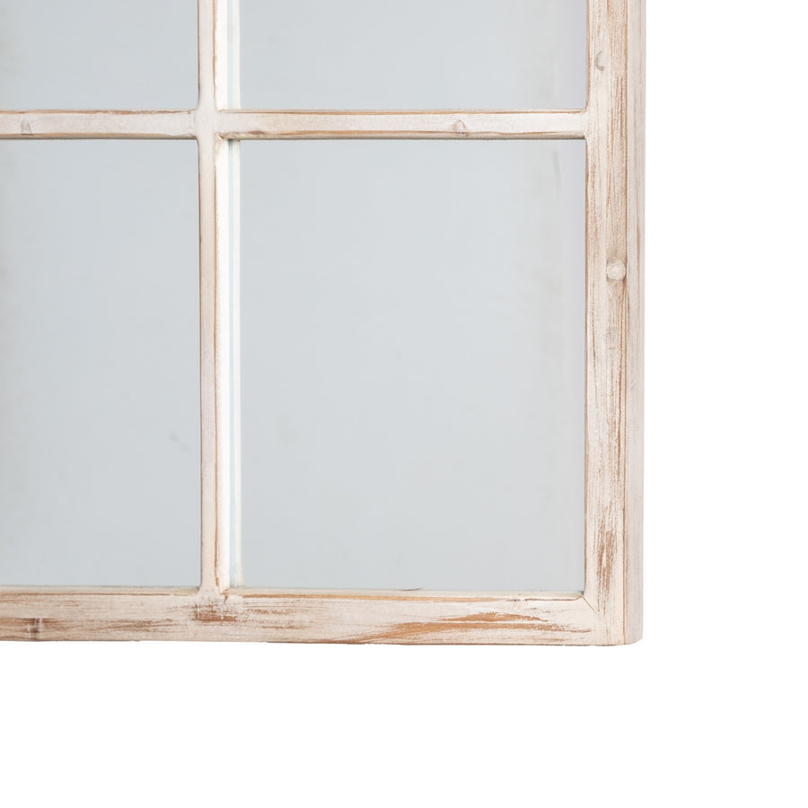 WHITE WORN WOOD MIRROR DECORATION 90 X 3 X 120 CM