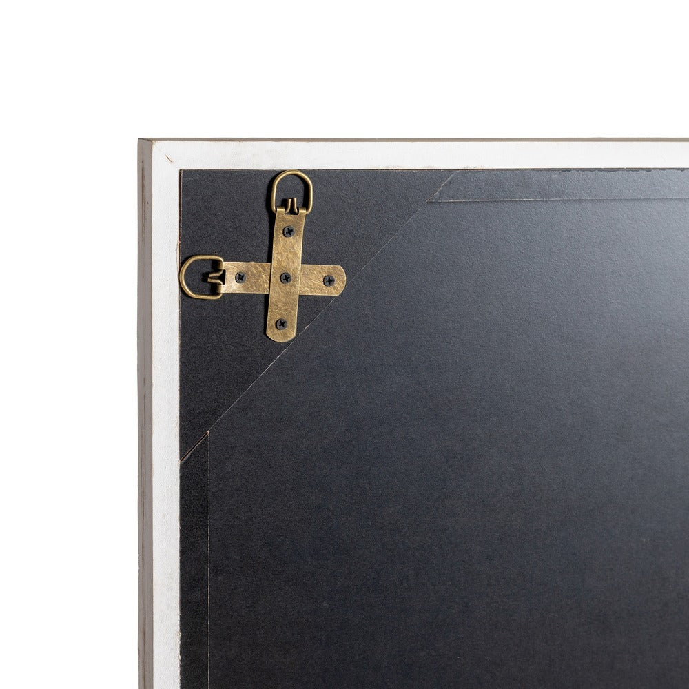 WHITE WORN WOOD MIRROR DECORATION 90 X 3 X 120 CM