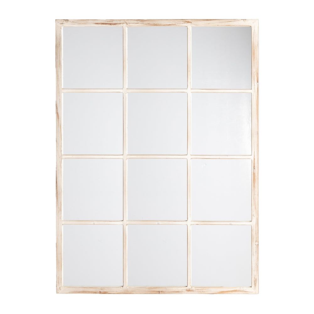 WHITE WORN WOOD MIRROR DECORATION 90 X 3 X 120 CM