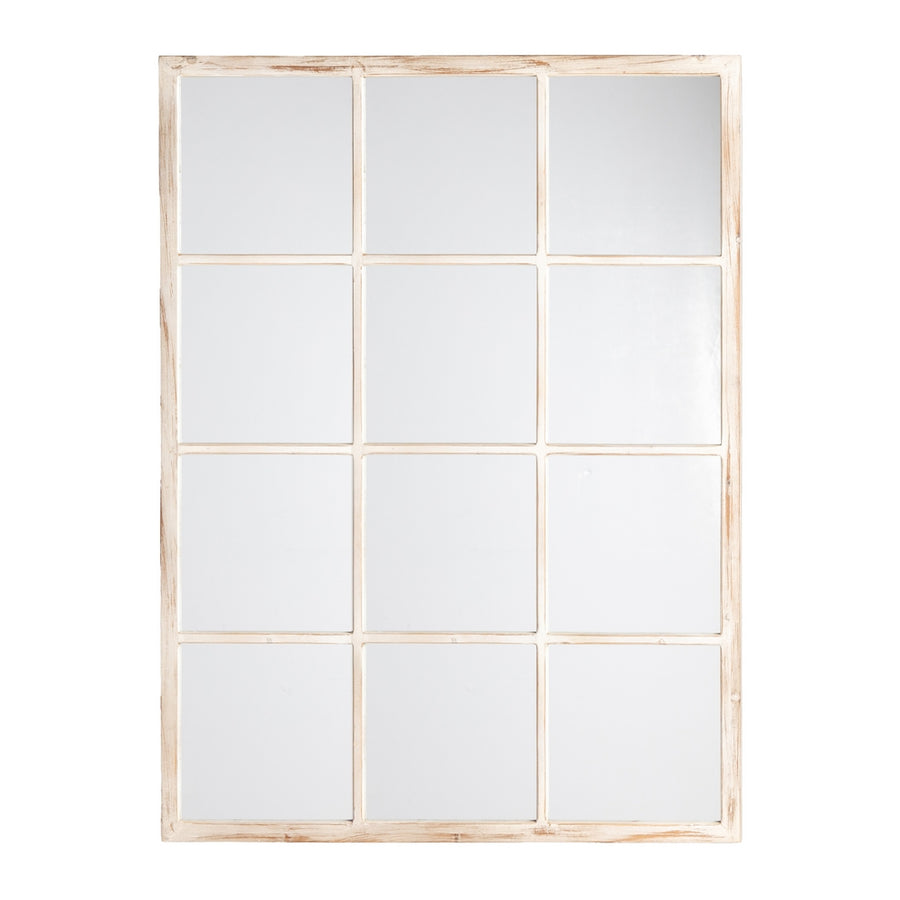 WHITE WORN WOOD MIRROR DECORATION 90 X 3 X 120 CM