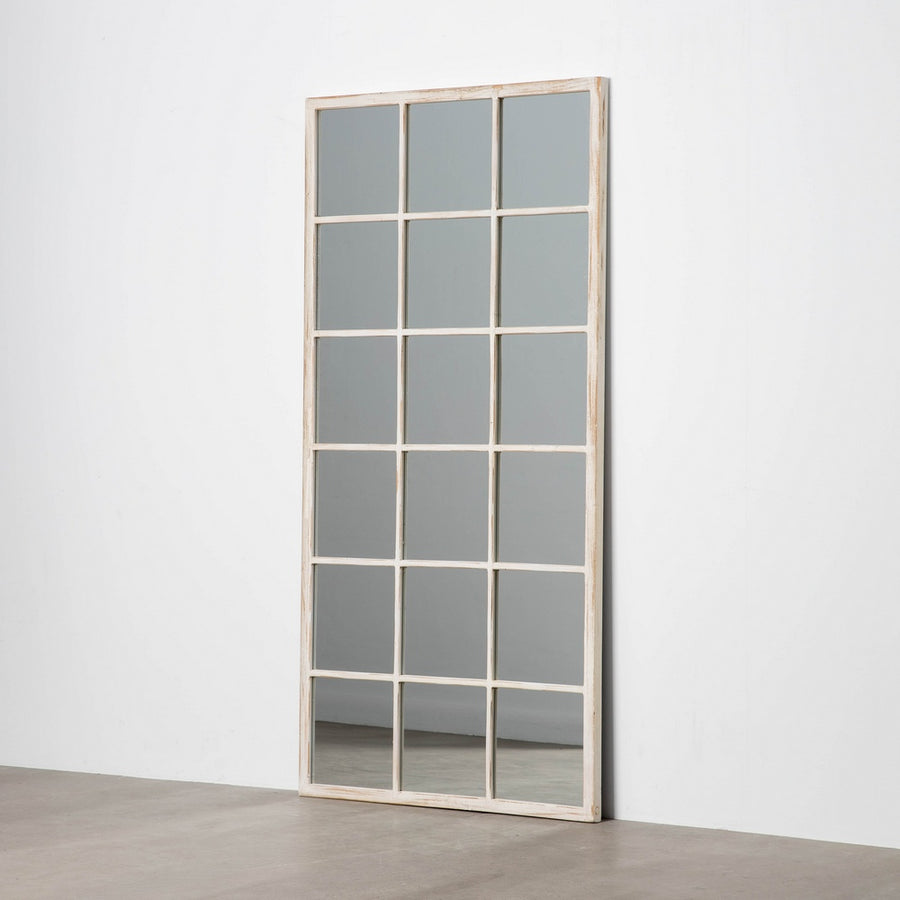 ESPEJO BLANCO ROZADO MADERA DECORACIÓN 90 X 3 X 180 CM