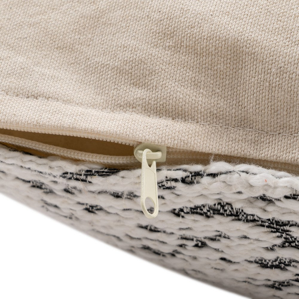 WHITE-GREY COTTON DECORATIVE CUSHION 45 X 45 CM