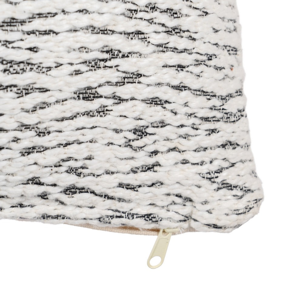 WHITE-GREY COTTON DECORATIVE CUSHION 40 X 60 CM
