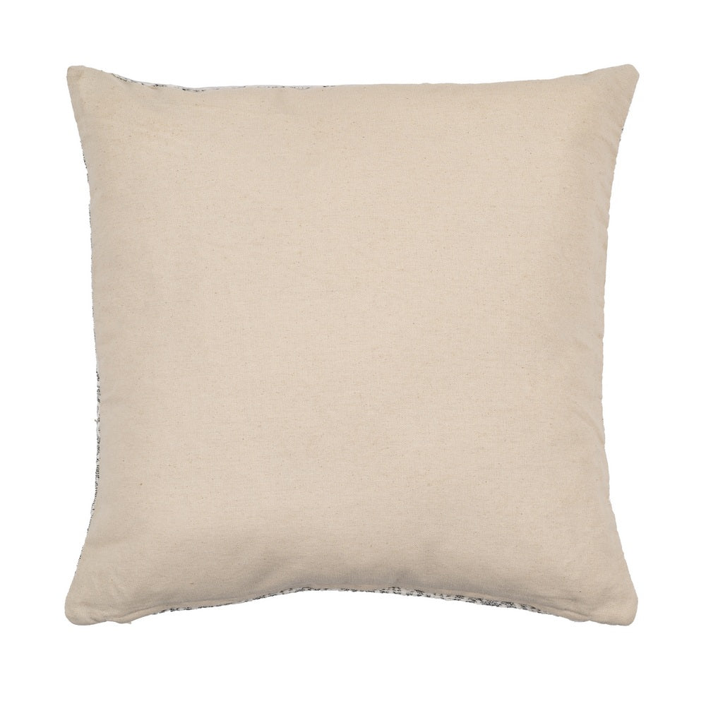 WHITE-GREY COTTON DECORATIVE CUSHION 45 X 45 CM