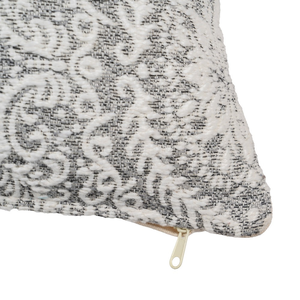 WHITE-GREY COTTON DECORATIVE CUSHION 40 X 60 CM