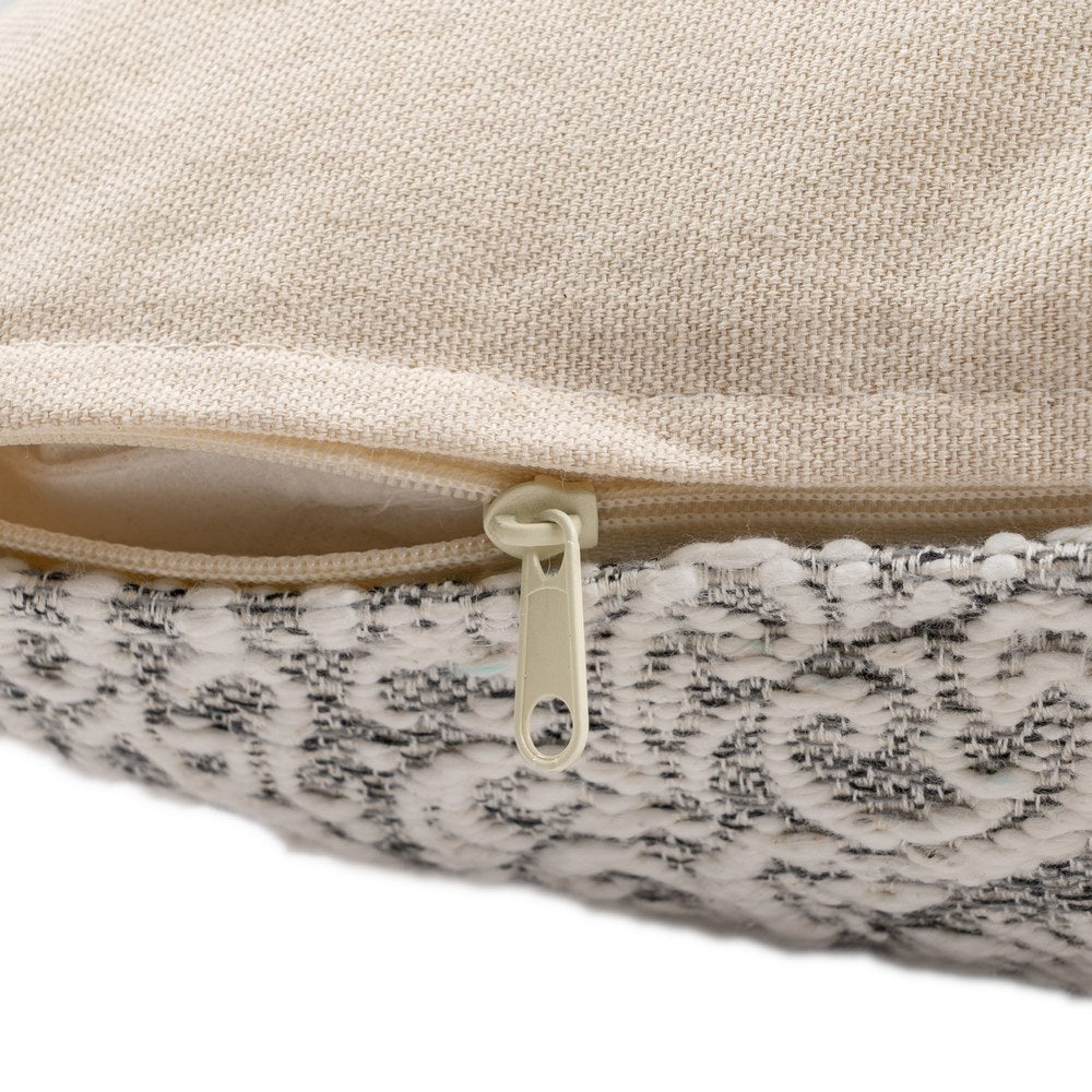WHITE-GREY COTTON DECORATIVE CUSHION 40 X 60 CM