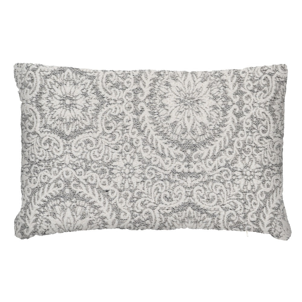 WHITE-GREY COTTON DECORATIVE CUSHION 40 X 60 CM