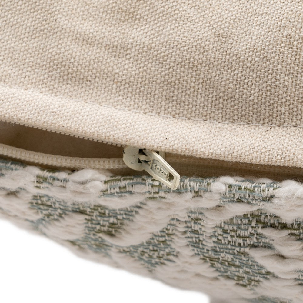 WHITE-GREY COTTON DECORATIVE CUSHION 45 X 45 CM