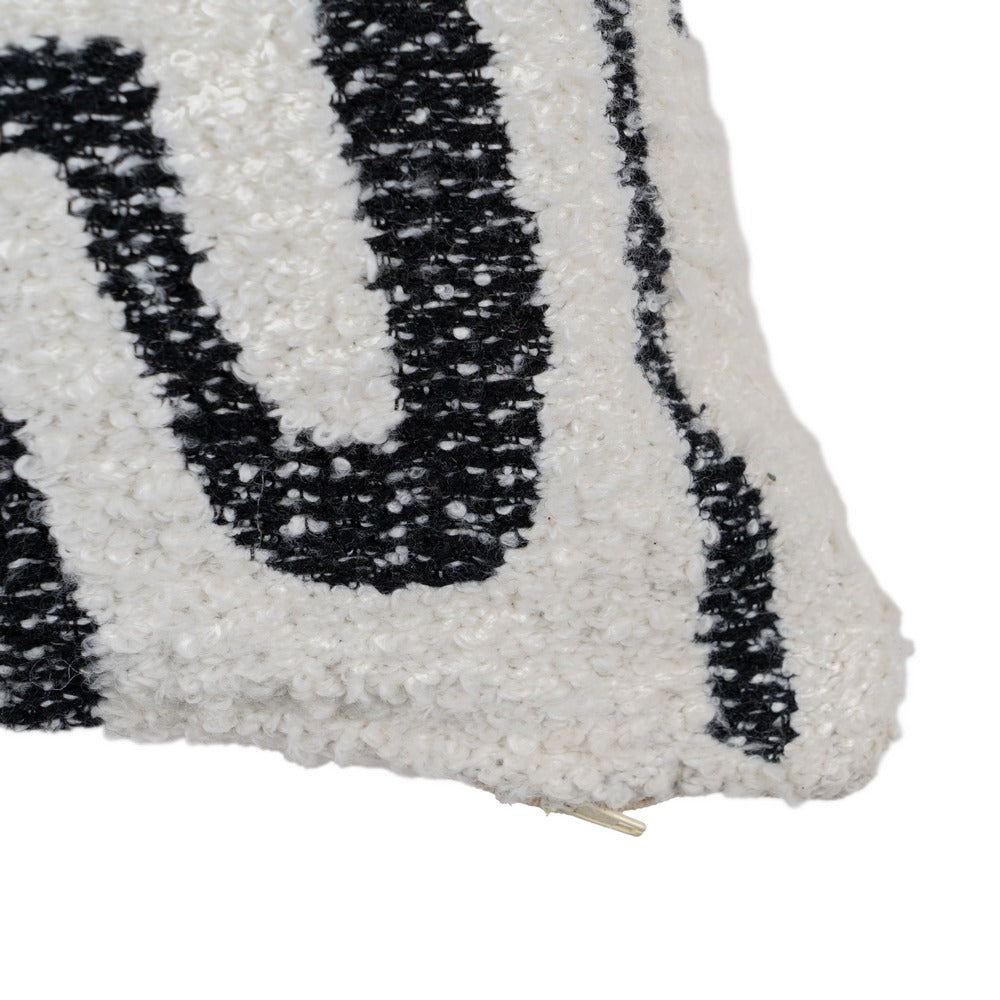 BLACK AND WHITE COTTON/POLYESTER CUSHION 40 X 60 CM