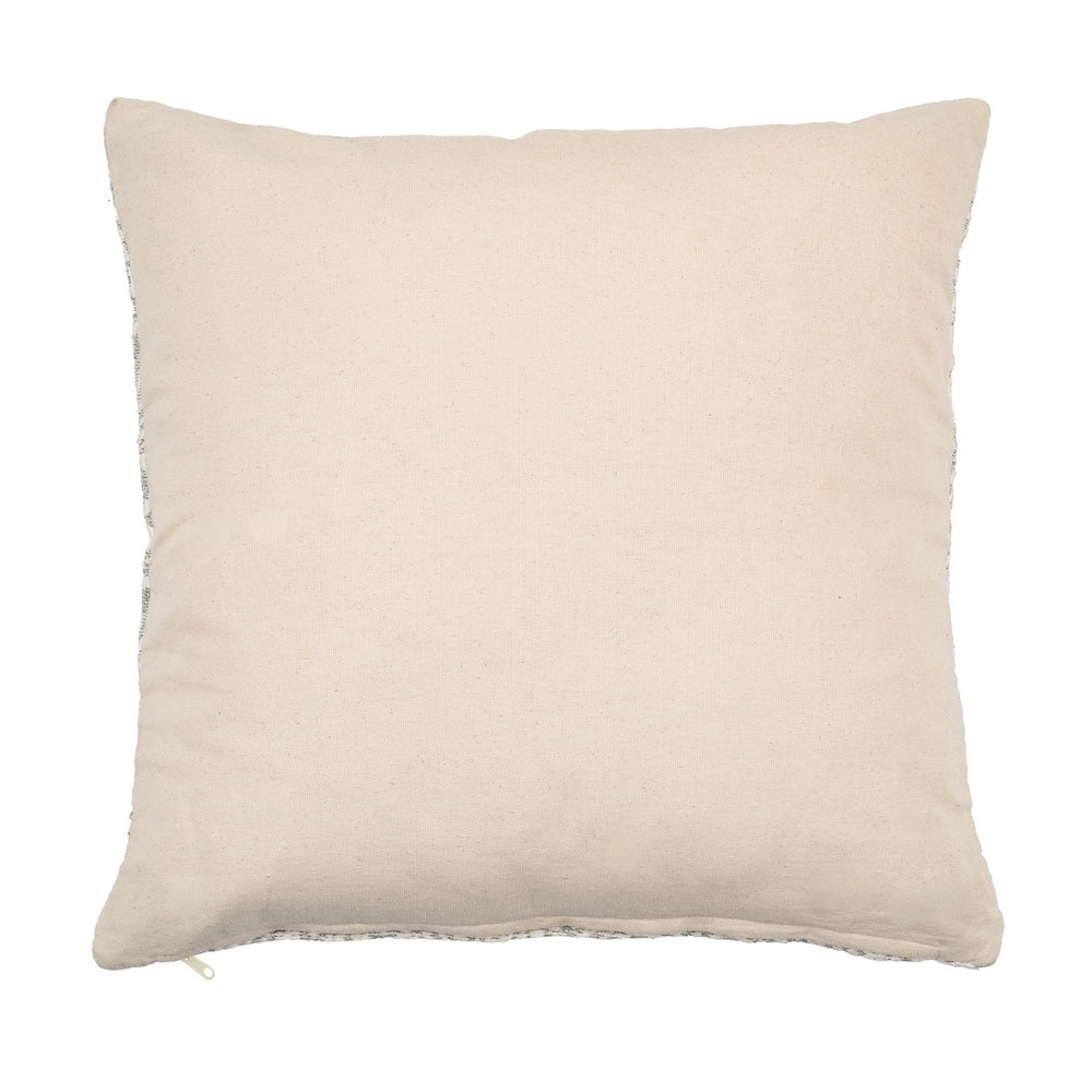 WHITE-GREEN COTTON DECORATIVE CUSHION 45 X 45 CM