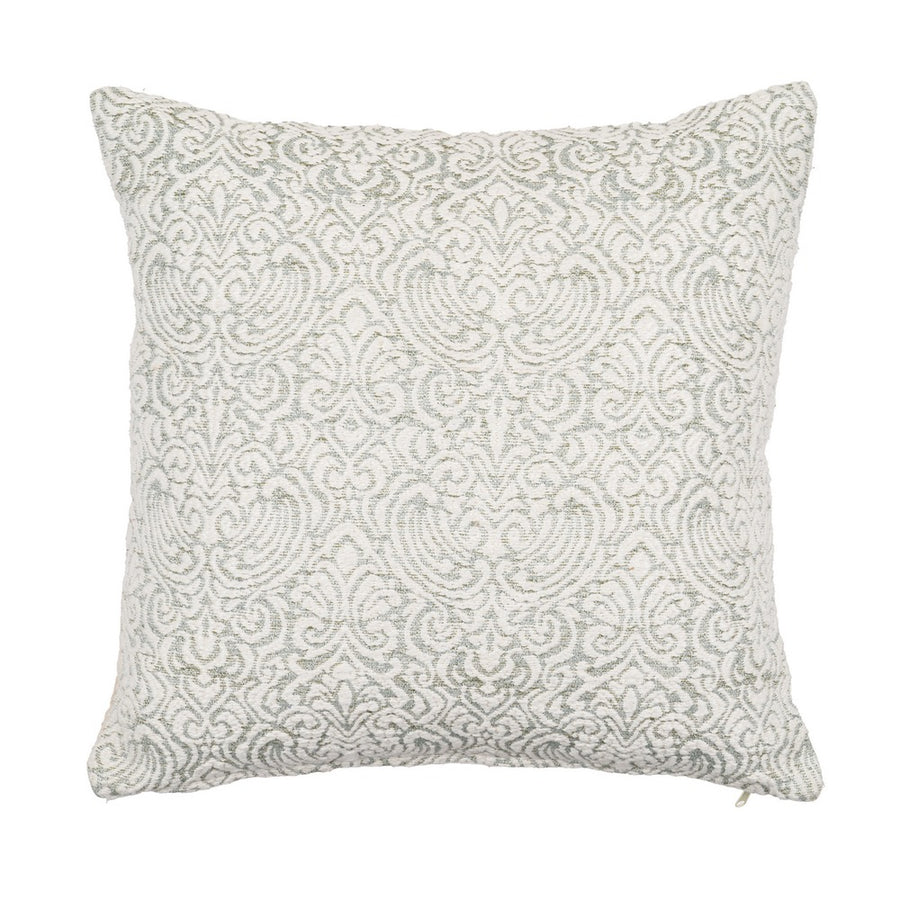 WHITE-GREEN COTTON DECORATIVE CUSHION 45 X 45 CM
