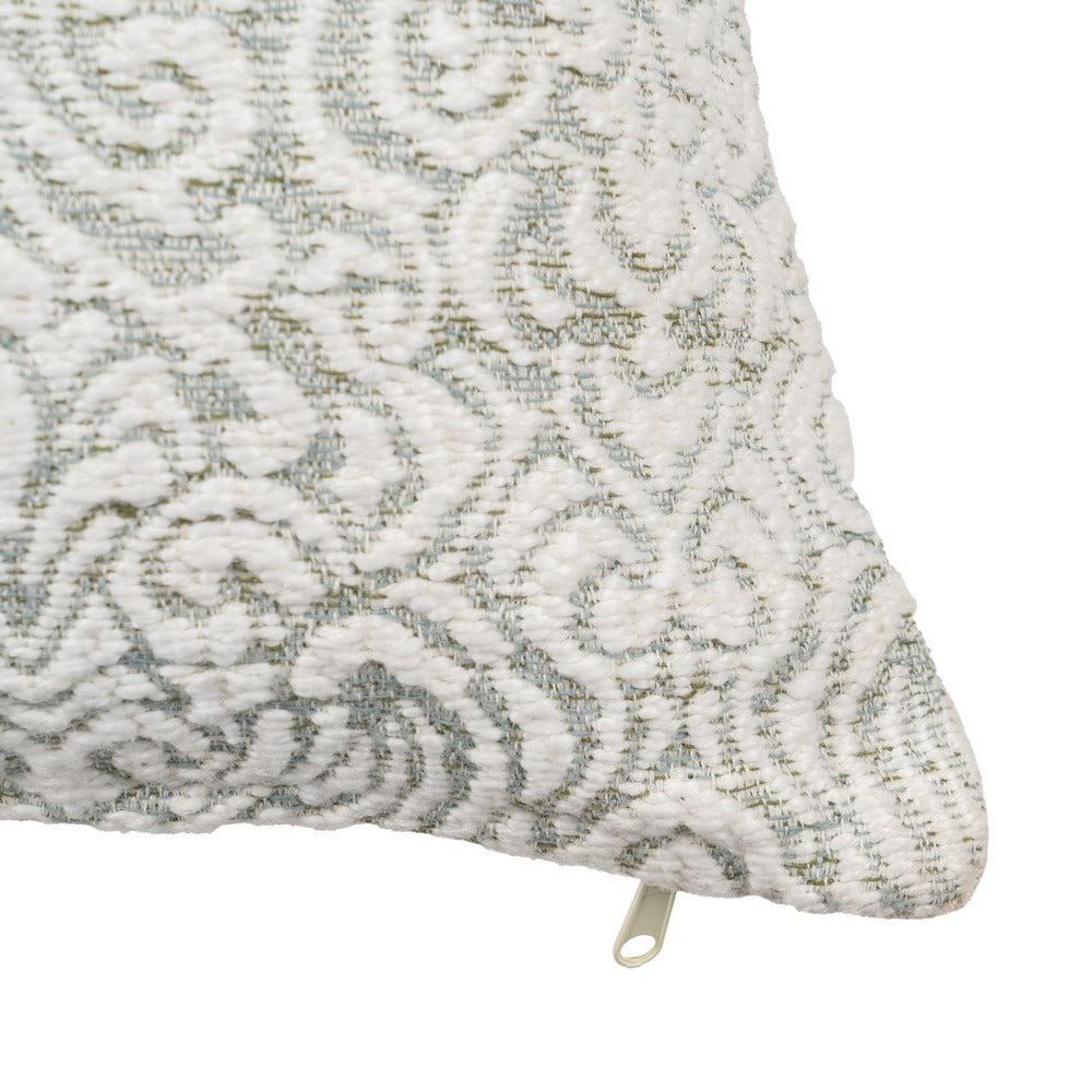 WHITE-GREEN COTTON DECORATIVE CUSHION 40 X 60 CM