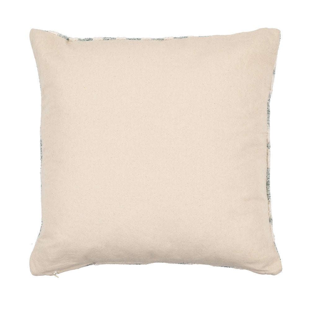 WHITE-GREEN COTTON DECORATIVE CUSHION 45 X 45 CM