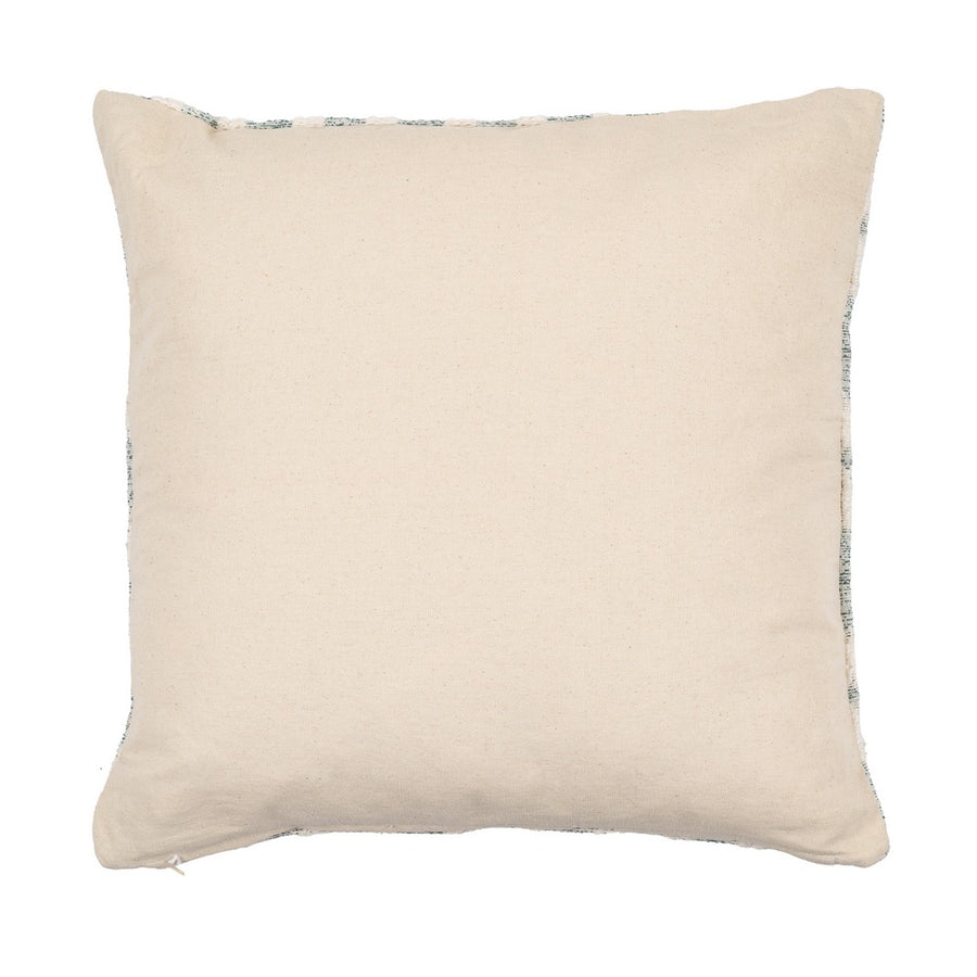 WHITE-GREEN COTTON DECORATIVE CUSHION 45 X 45 CM