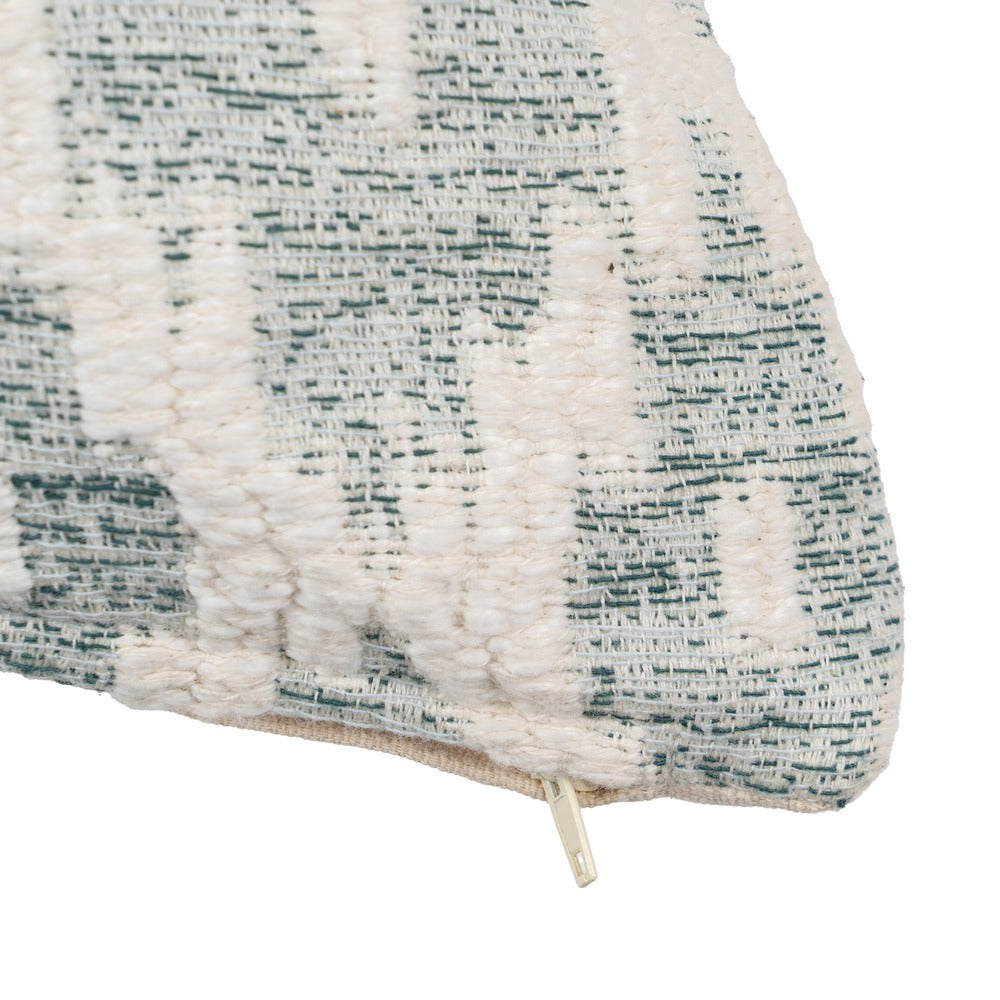WHITE-GREEN COTTON DECORATIVE CUSHION 45 X 45 CM