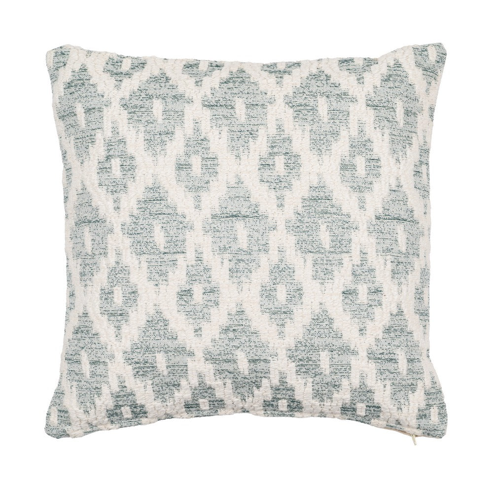 WHITE-GREEN COTTON DECORATIVE CUSHION 45 X 45 CM