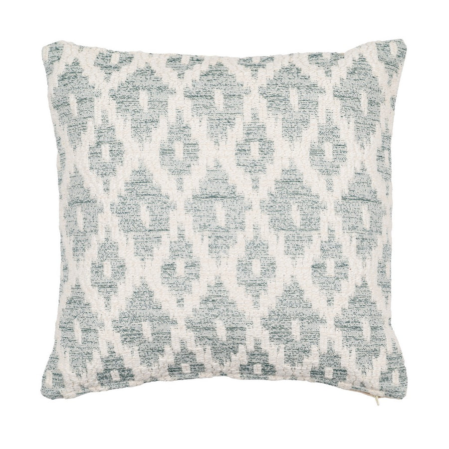 WHITE-GREEN COTTON DECORATIVE CUSHION 45 X 45 CM
