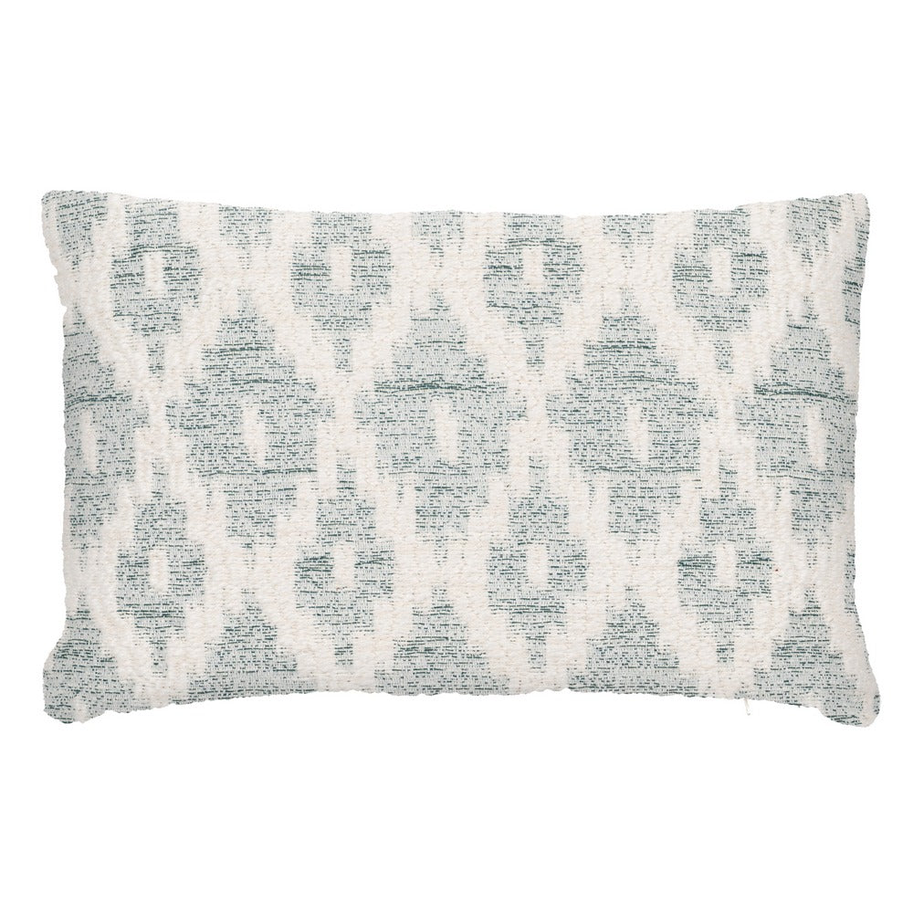 WHITE-GREEN COTTON DECORATIVE CUSHION 40 X 60 CM