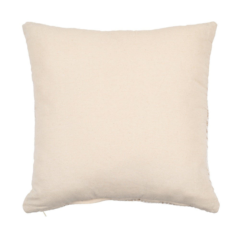 WHITE/BEIGE COTTON DECORATIVE CUSHION 45 X 45 CM