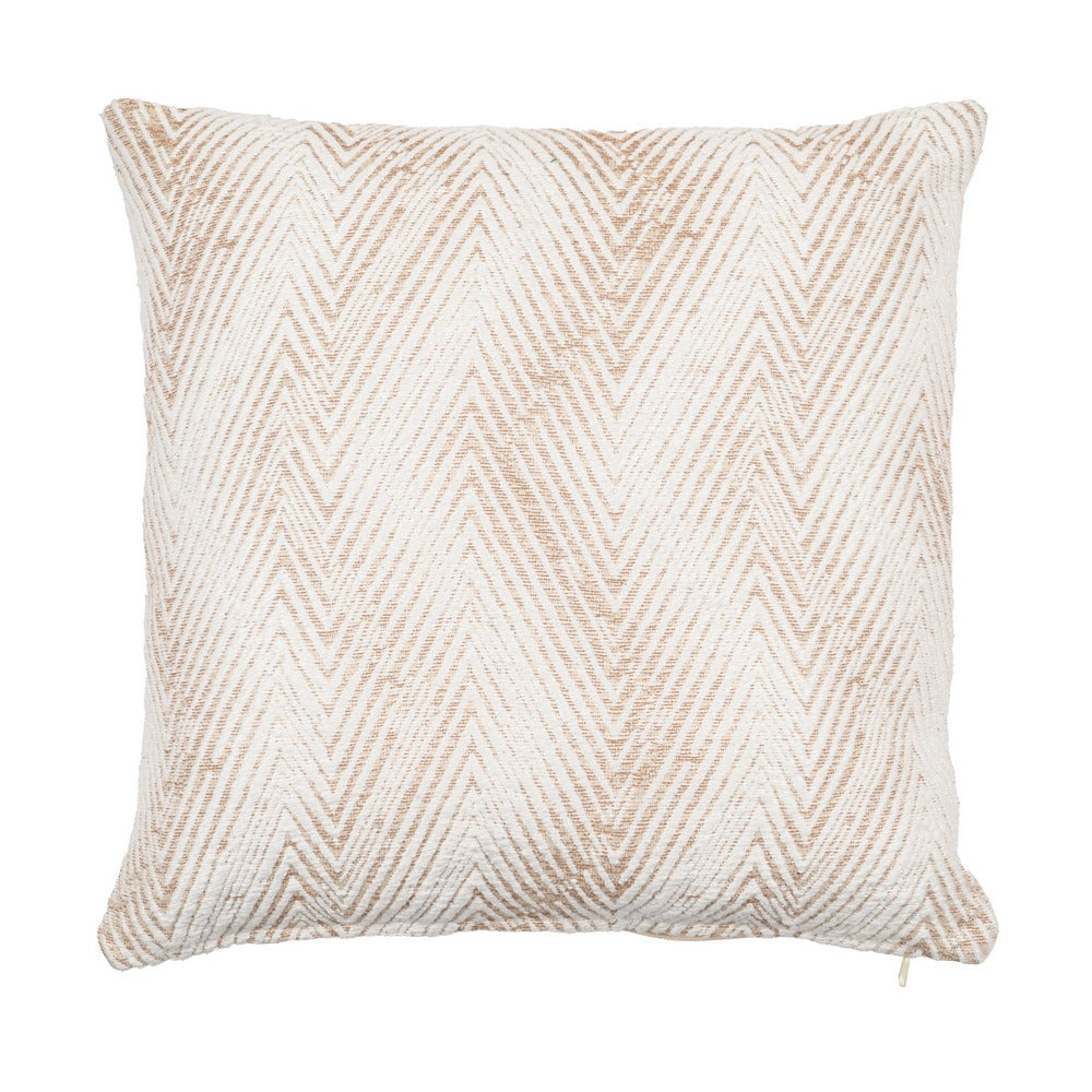 WHITE/BEIGE COTTON DECORATIVE CUSHION 45 X 45 CM